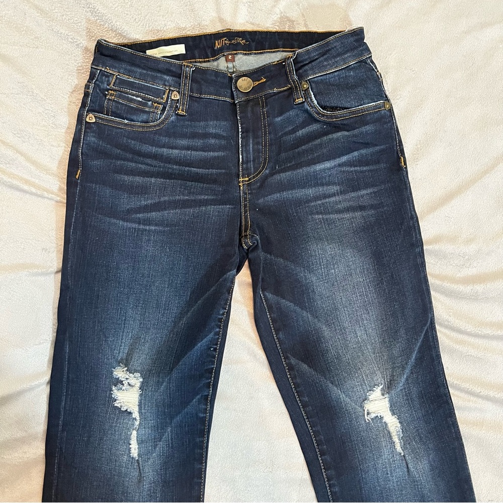 Kut from the Kloth Reese Ankle Straight Leg Jeans Distressed EUC - Picture 4 of 7